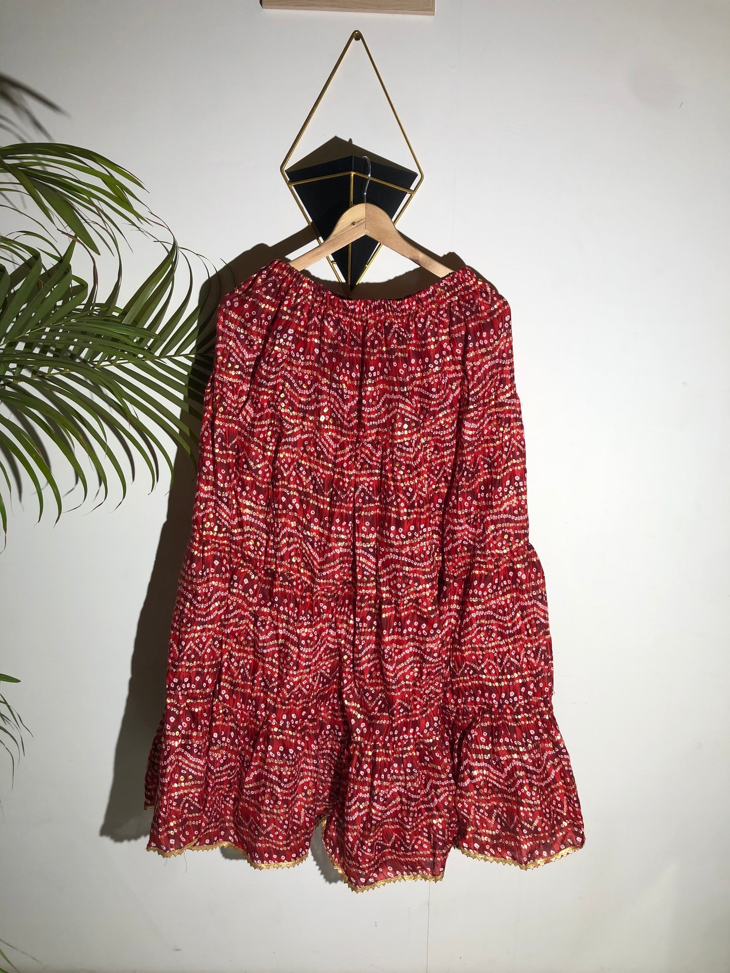 #RBP009 Red printed boho skirt