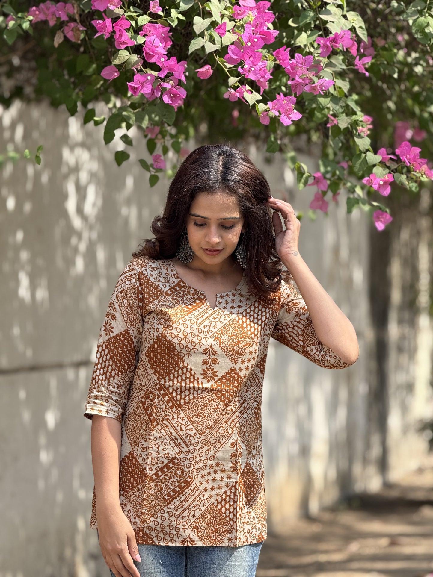 #RBP004 Brown multiprint kurta