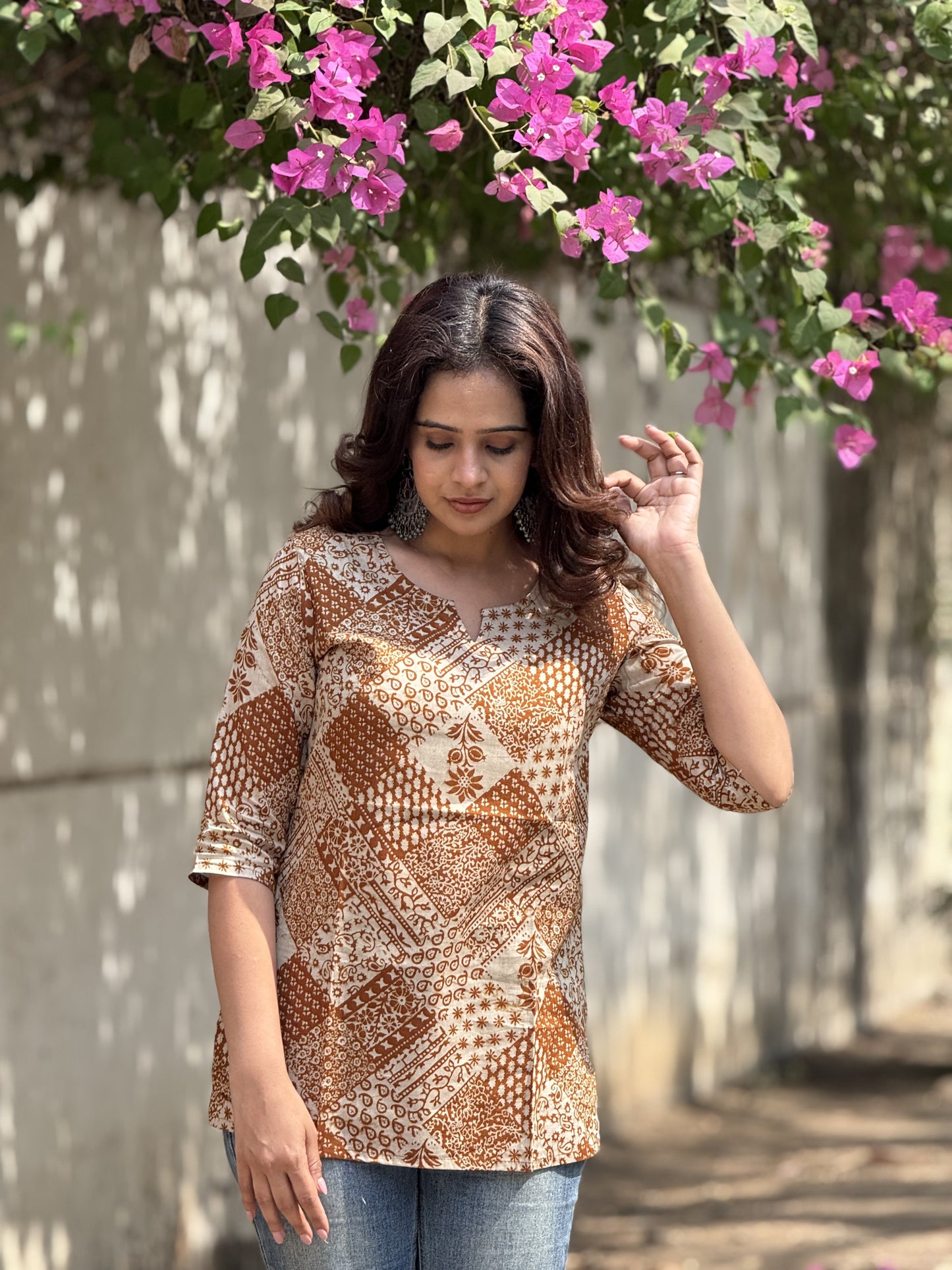 #RBP004 Brown multiprint kurta