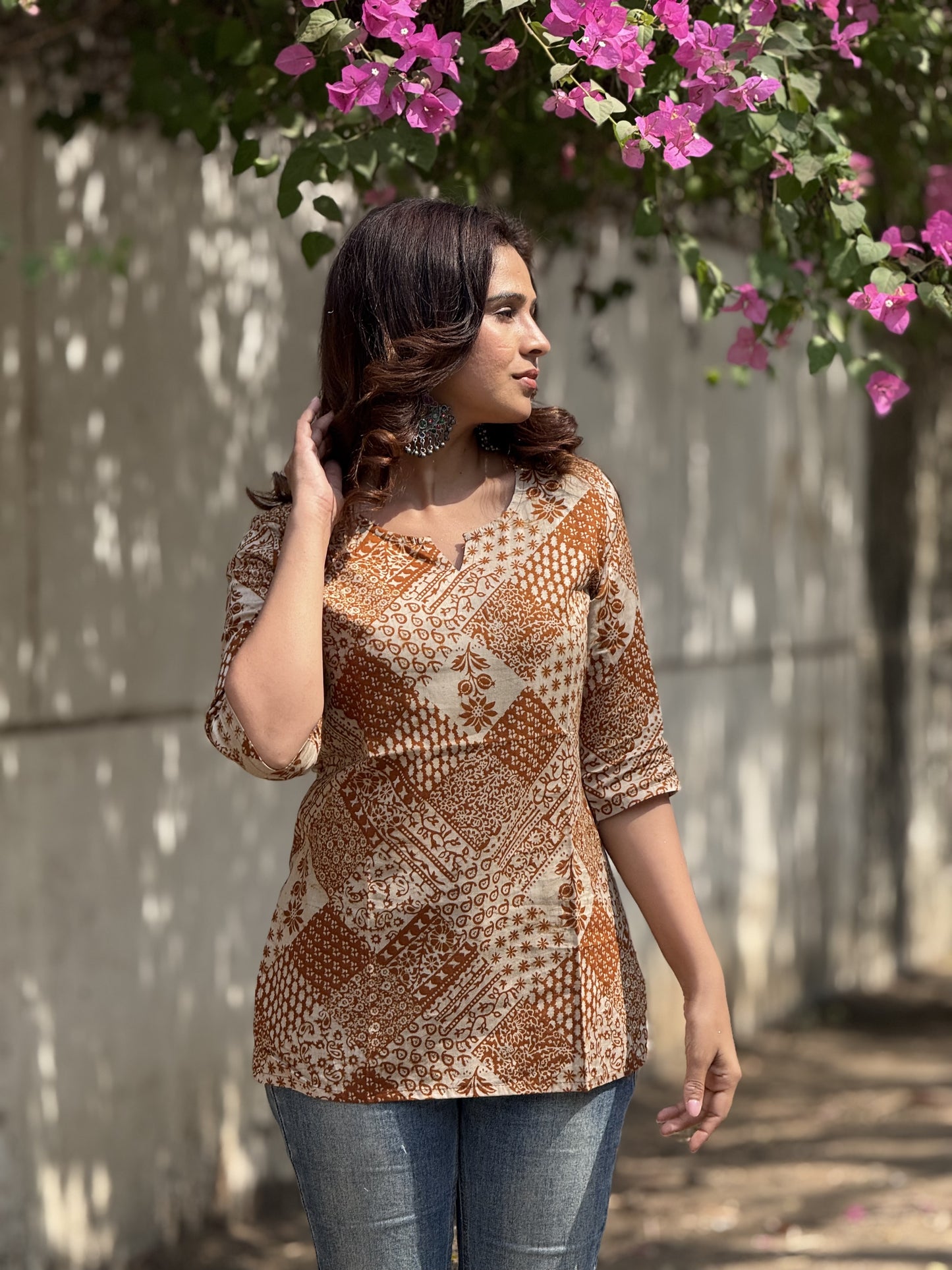 #RBP004 Brown multiprint kurta