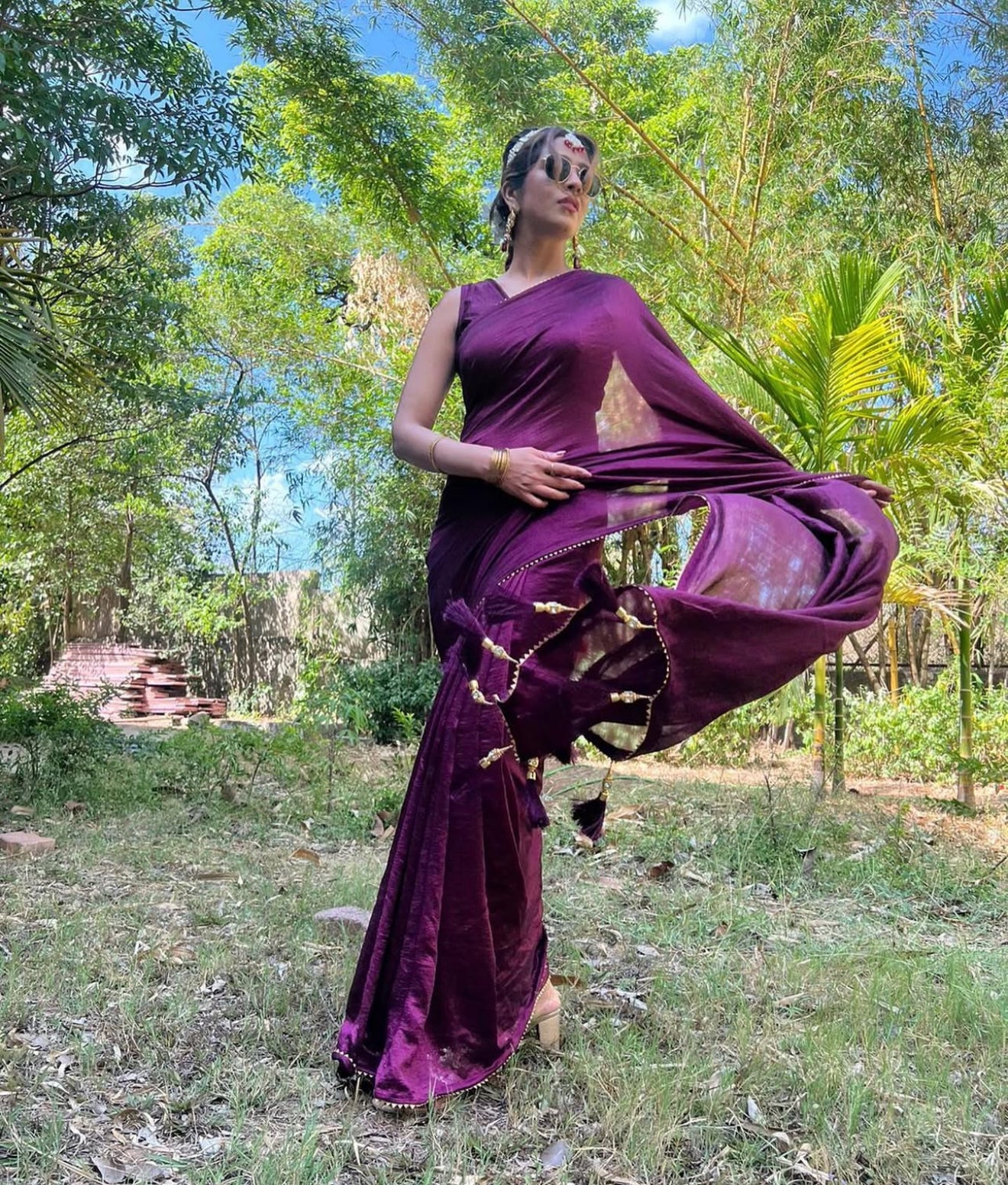 #RBP024 Wine Maroon Saree